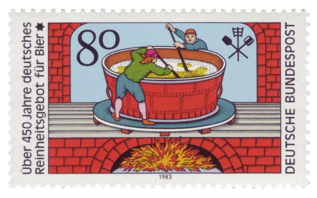 1983년, 맥주 순수령 제정 450주년을 기념하여 서독에서 만든 기념 우표